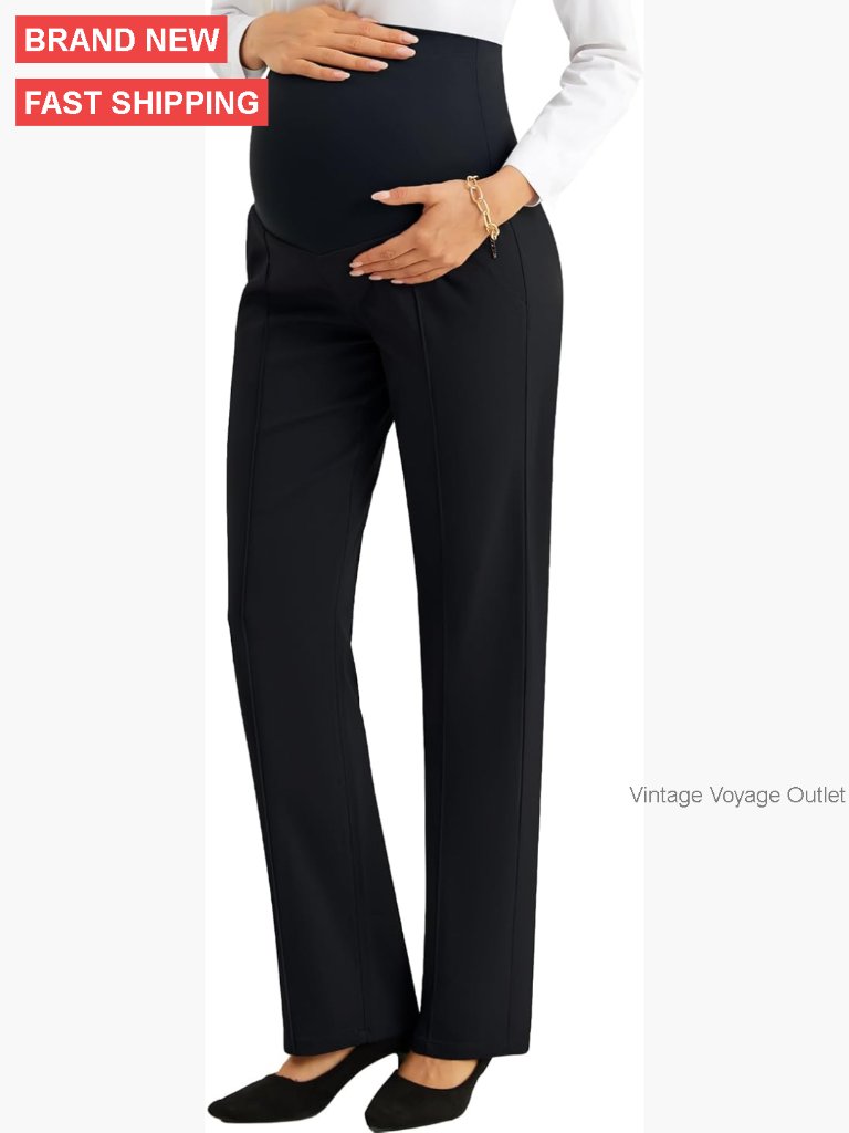 Maternity Work Pants Stretchy Straight Leg Over Bump Professional